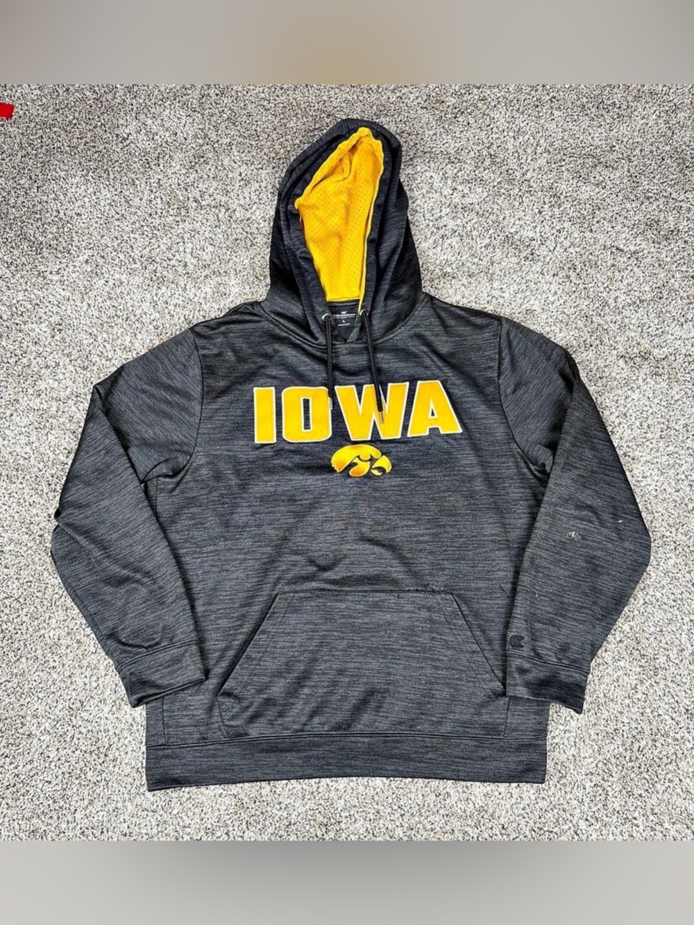 Sz Large Men’s Colosseum Iowa Hawkeyes Pullover Hoodie Sweatshirt Grey